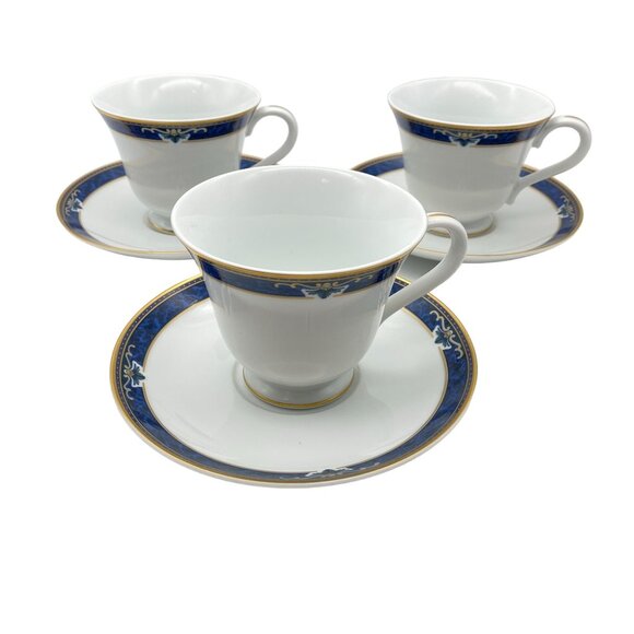 Wedgwood Embassy Collection Chadwick footed tea cup and saucer set of 3 - Picture 1 of 8